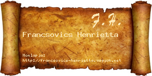 Francsovics Henrietta névjegykártya